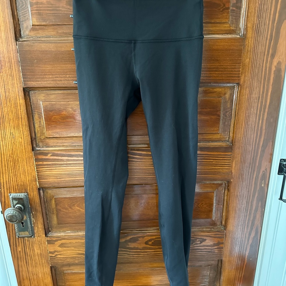 Lululemon Athletica Ribbed Wunder Under Black Leggings